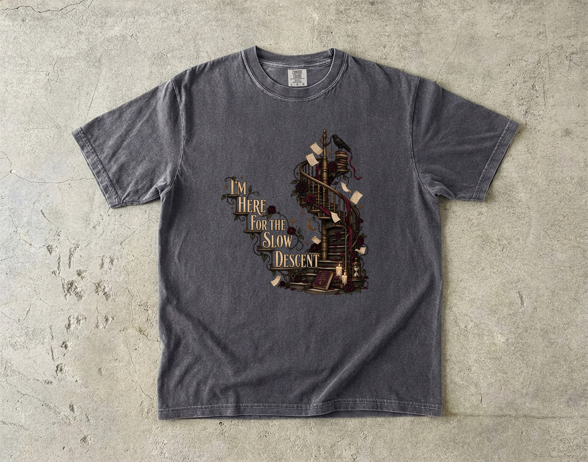 Slow Burn Romance Shirt, I’m Here for the Slow Descent Tee, Dark Romance Reader Gift, Book Lover Comfort Colors Shirt