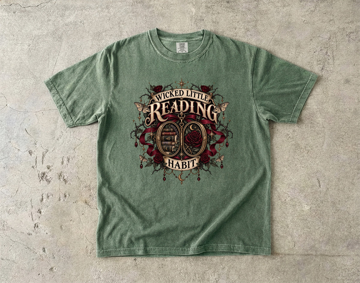 Wicked Little Reading Habit Shirt, Gothic Book Lover Tee, Dark Romance Reader Gift, Book Club Comfort Colors T Shirt