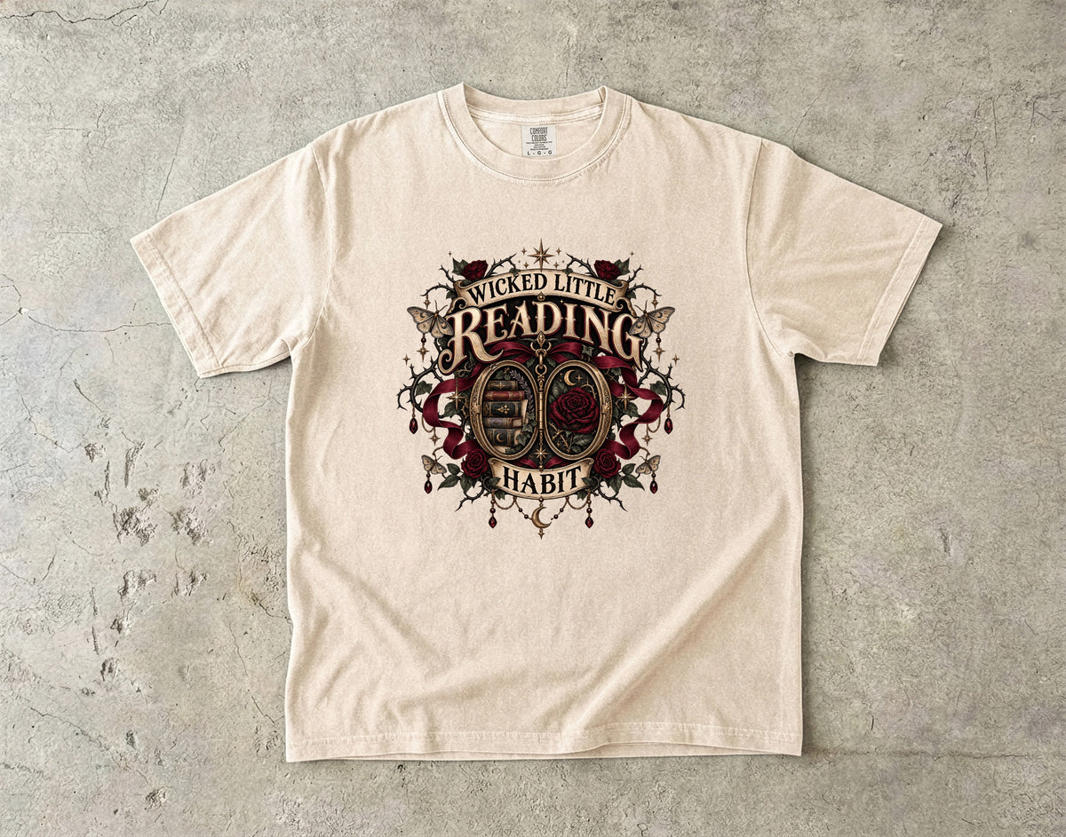 Wicked Little Reading Habit Shirt, Gothic Book Lover Tee, Dark Romance Reader Gift, Book Club Comfort Colors T Shirt
