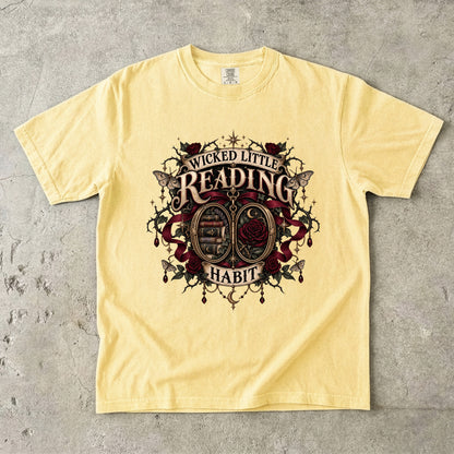 Wicked Little Reading Habit Shirt, Gothic Book Lover Tee, Dark Romance Reader Gift, Book Club Comfort Colors T Shirt
