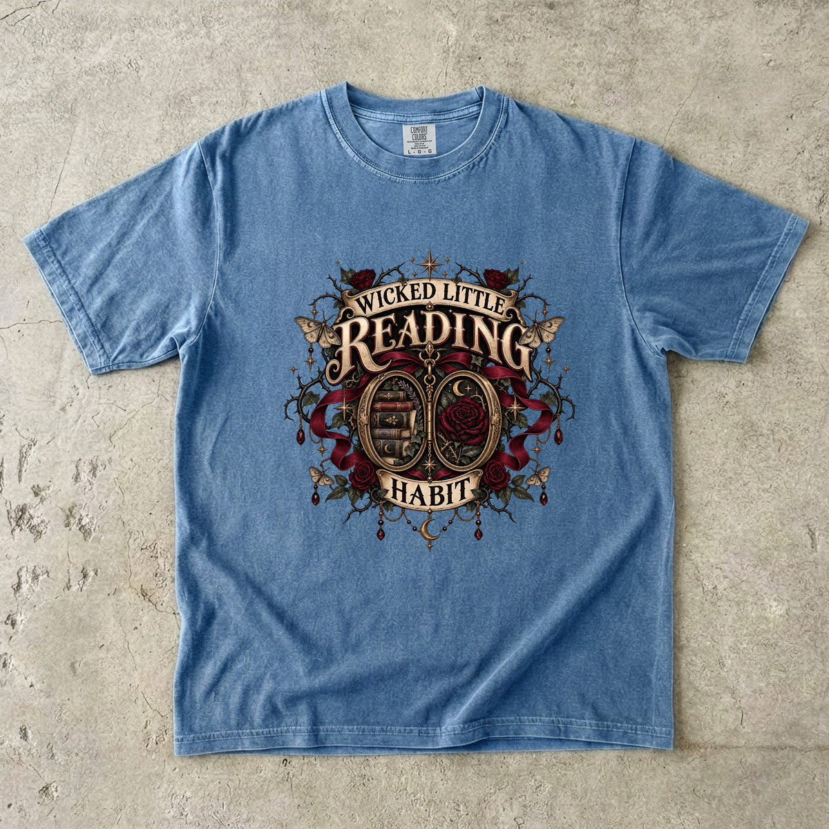 Wicked Little Reading Habit Shirt, Gothic Book Lover Tee, Dark Romance Reader Gift, Book Club Comfort Colors T Shirt