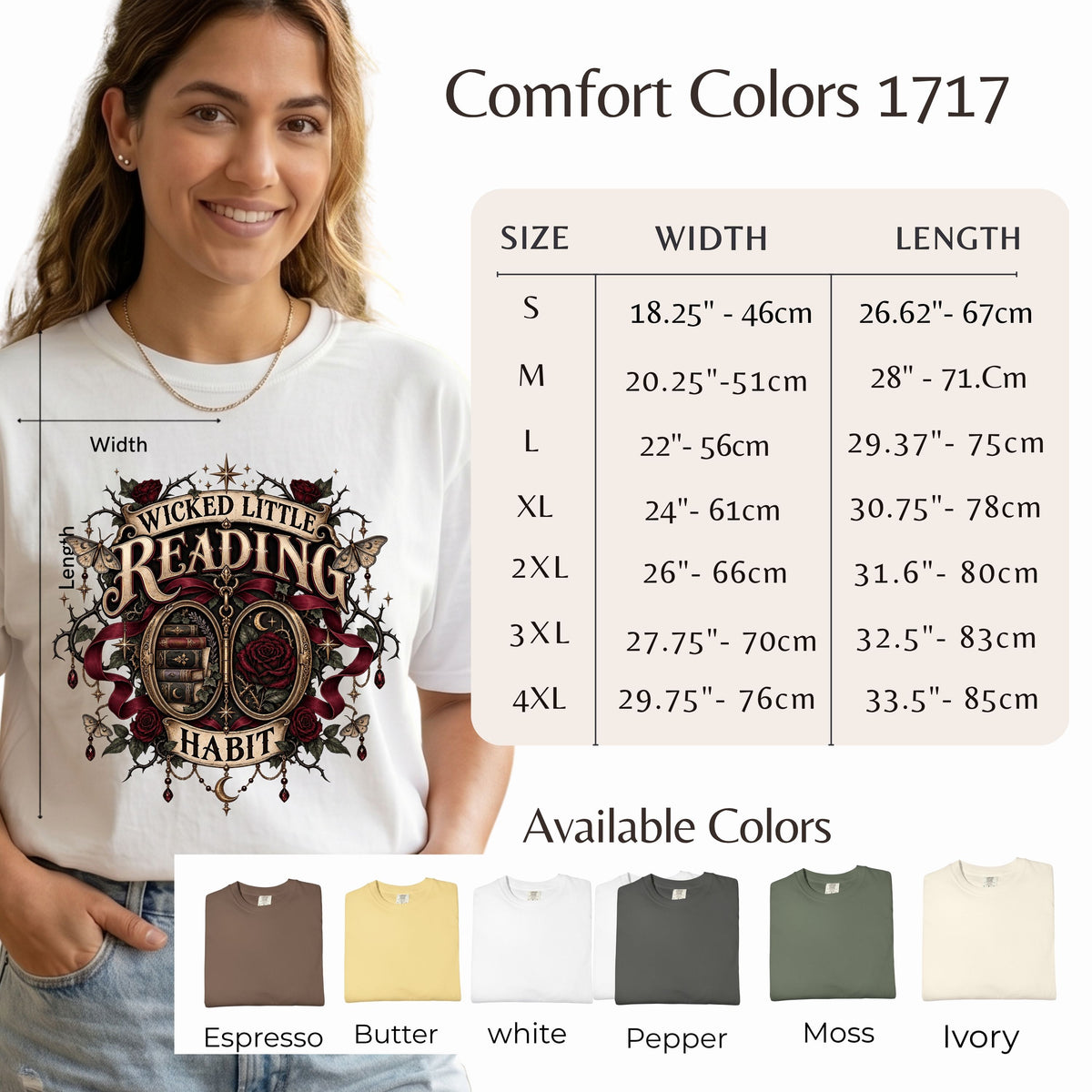 Wicked Little Reading Habit Shirt, Gothic Book Lover Tee, Dark Romance Reader Gift, Book Club Comfort Colors T Shirt