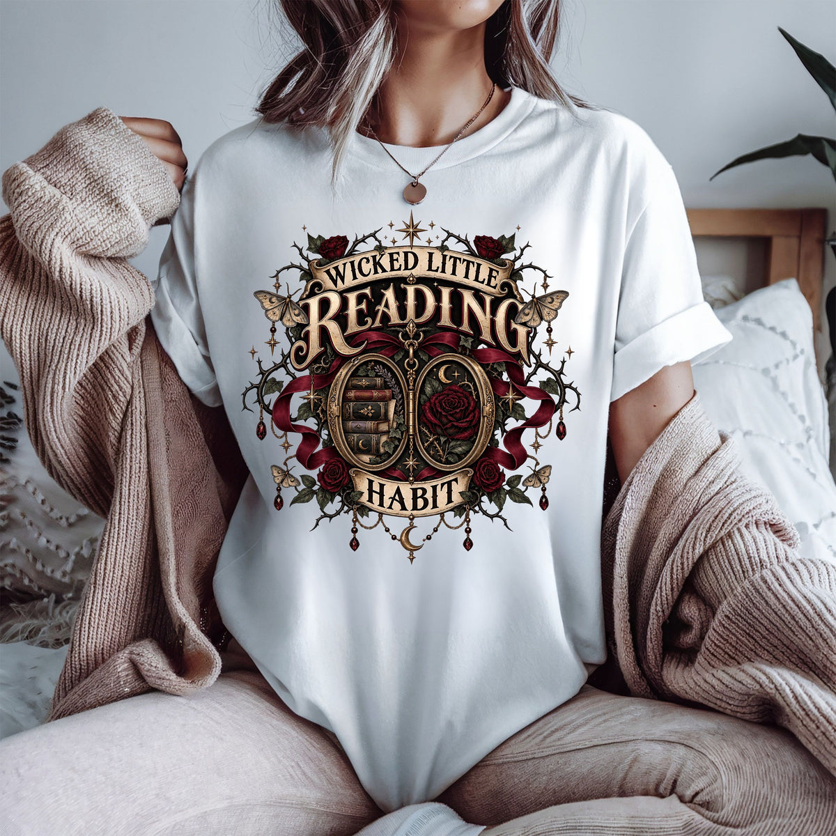 Wicked Little Reading Habit Shirt, Gothic Book Lover Tee, Dark Romance Reader Gift, Book Club Comfort Colors T Shirt