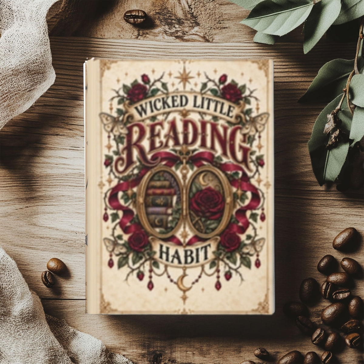 Wicked Little Reading Habit Journal, Gothic Book Lover Notebook, Dark Romance Reader Gift, Hardcover Lined Journal