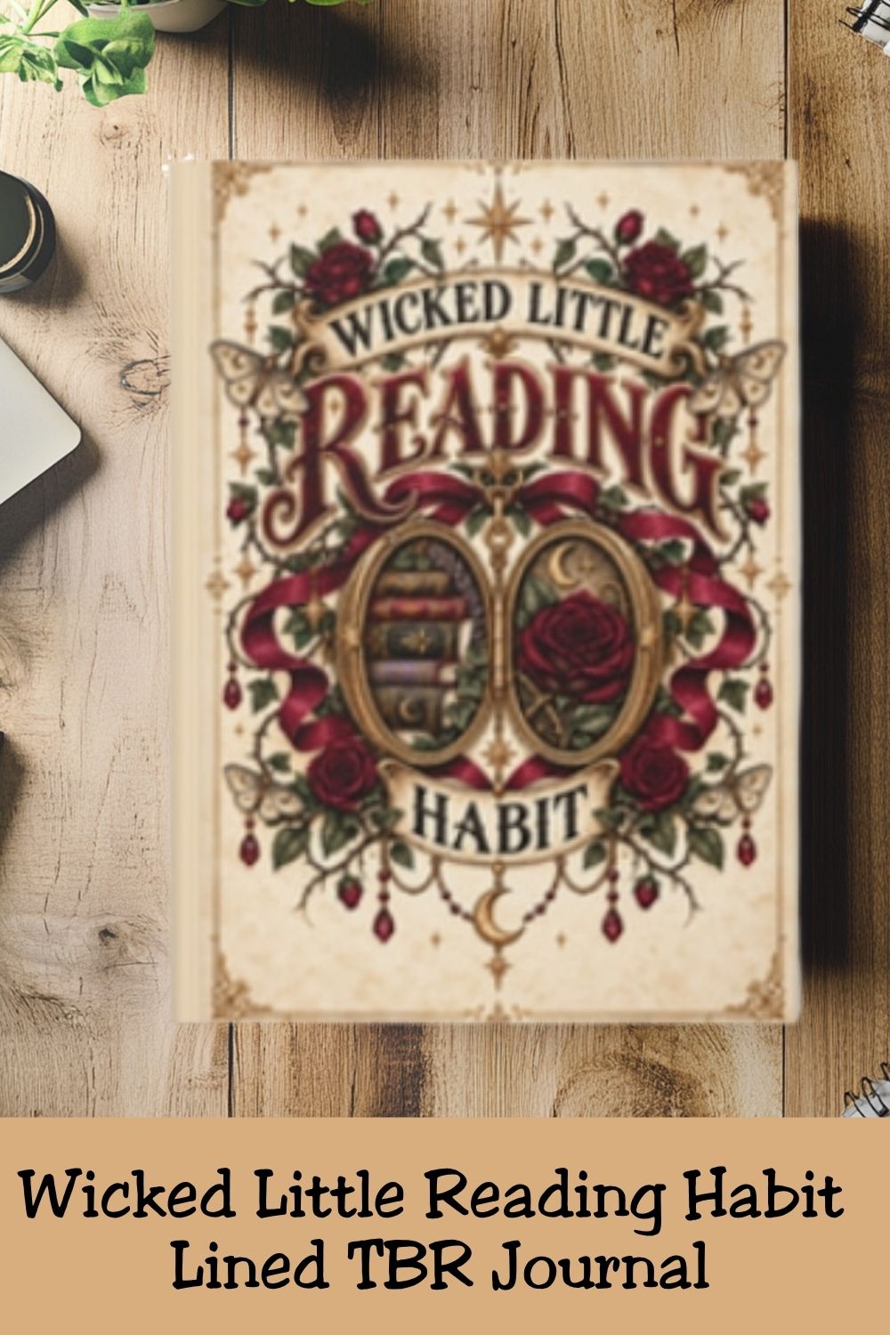 Wicked Little Reading Habit Journal, Gothic Book Lover Notebook, Dark Romance Reader Gift, Hardcover Lined Journal