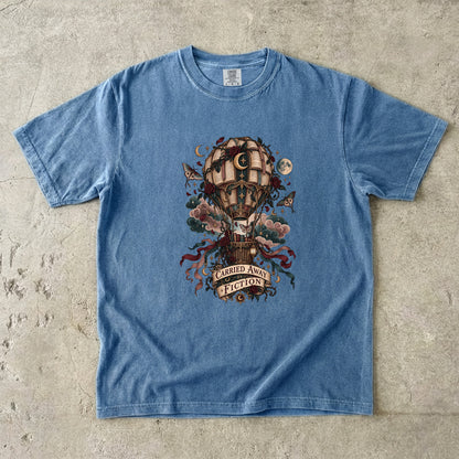 Carried Away by Fiction Shirt, Book Lover T Shirt, Romantasy Reader Gift, Gothic Books and Roses Tee, Comfort Colors