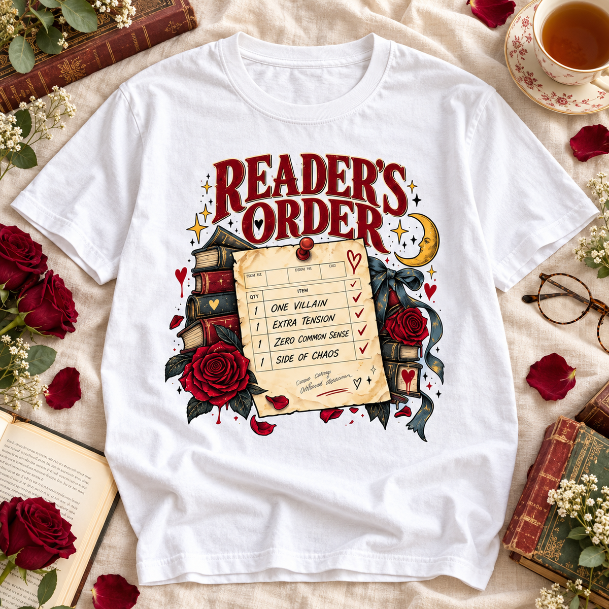 Readers Order Shirt, Funny Dark Romance Reader Tee, Book Lover Gift, Villain and Chaos Bookish Shirt, Comfort Colors