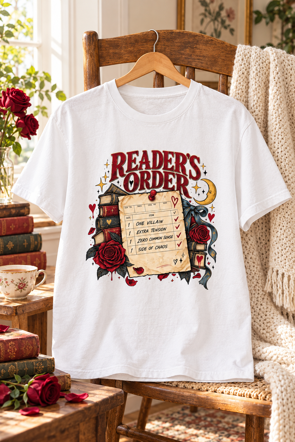 Readers Order Shirt, Funny Dark Romance Reader Tee, Book Lover Gift, Villain and Chaos Bookish Shirt, Comfort Colors