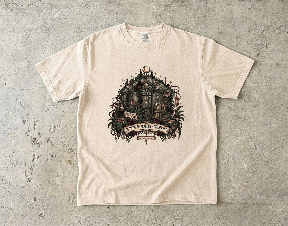 Growing Unhealthy Attachments Shirt, Fictional Character Book Lover Tee, Gothic Reader Gift, Romantasy Comfort Colors Shirt