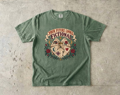 Your Future Looks Fictional Shirt, Funny Book Lover Tee, Romantasy Reader Gift, Fortune Teller Bookish Comfort Colors Shirt