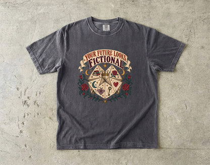 Your Future Looks Fictional Shirt, Funny Book Lover Tee, Romantasy Reader Gift, Fortune Teller Bookish Comfort Colors Shirt