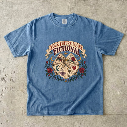 Your Future Looks Fictional Shirt, Funny Book Lover Tee, Romantasy Reader Gift, Fortune Teller Bookish Comfort Colors Shirt