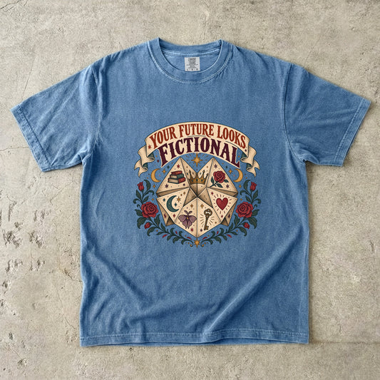 Your Future Looks Fictional Shirt, Funny Book Lover Tee, Romantasy Reader Gift, Fortune Teller Bookish Comfort Colors Shirt