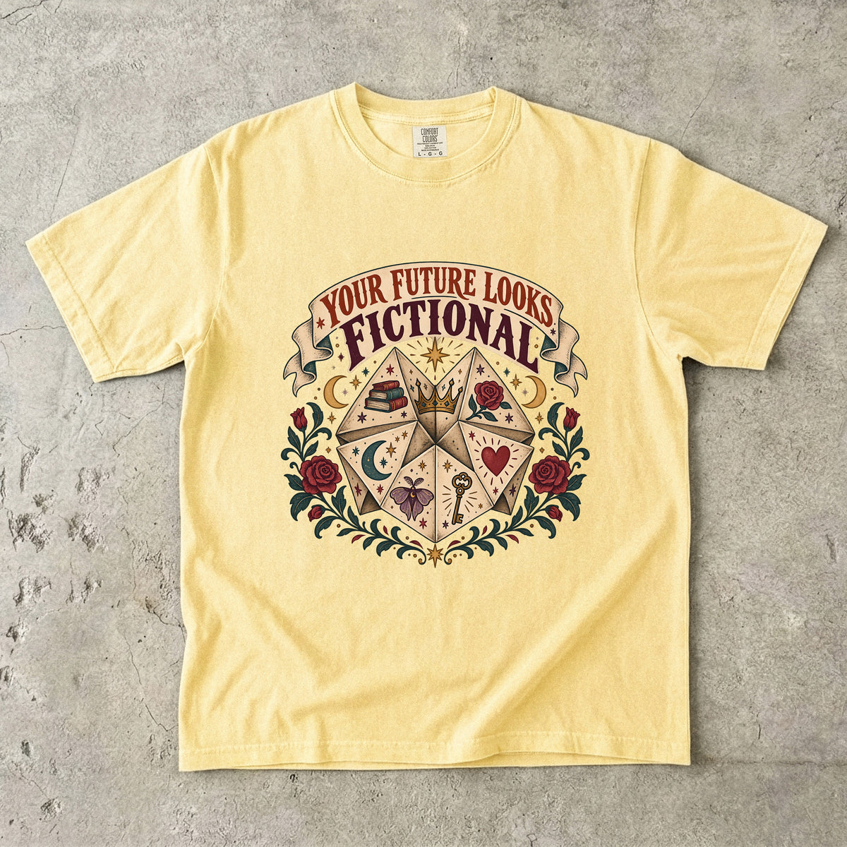 Your Future Looks Fictional Shirt, Funny Book Lover Tee, Romantasy Reader Gift, Fortune Teller Bookish Comfort Colors Shirt