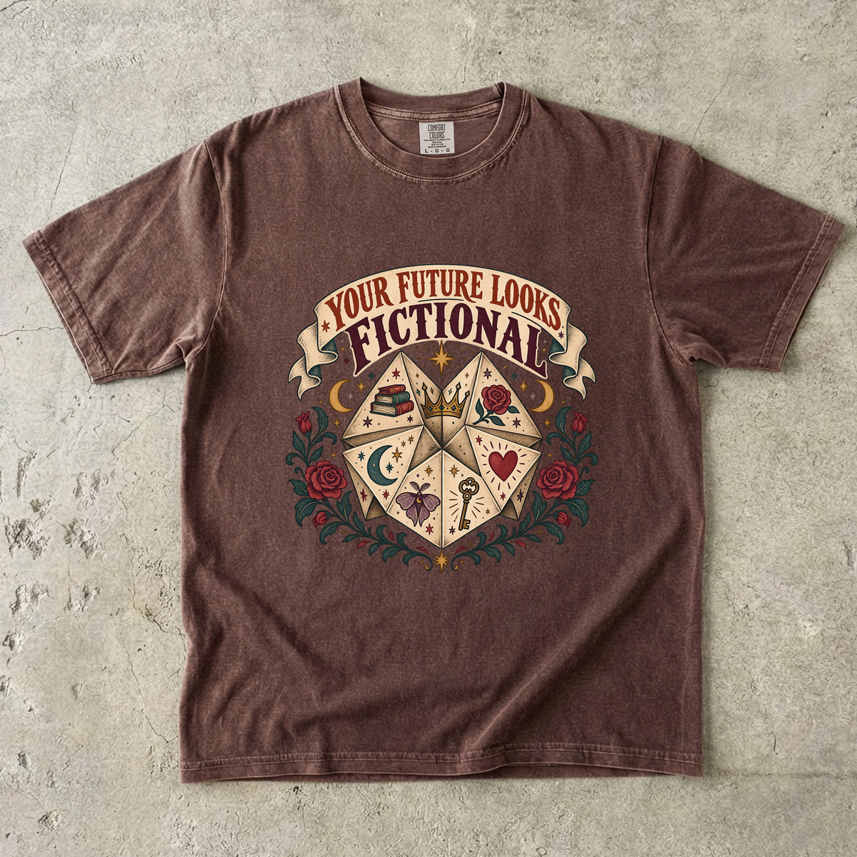 Your Future Looks Fictional Shirt, Funny Book Lover Tee, Romantasy Reader Gift, Fortune Teller Bookish Comfort Colors Shirt