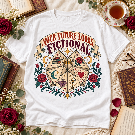 Your Future Looks Fictional Shirt, Funny Book Lover Tee, Romantasy Reader Gift, Fortune Teller Bookish Comfort Colors Shirt
