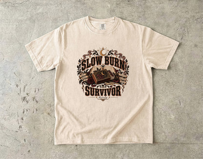 Slow Burn Survivor Shirt, Dark Romance Reader Tee, Funny Book Lover Gift, Romance Book Club Shirt, Gothic Bookish T Shirt
