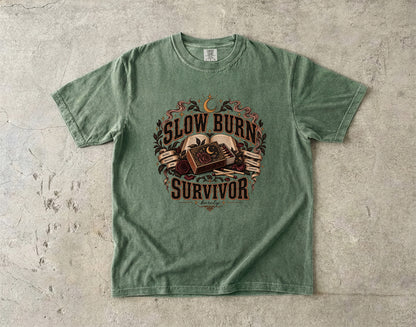 Slow Burn Survivor Shirt, Dark Romance Reader Tee, Funny Book Lover Gift, Romance Book Club Shirt, Gothic Bookish T Shirt