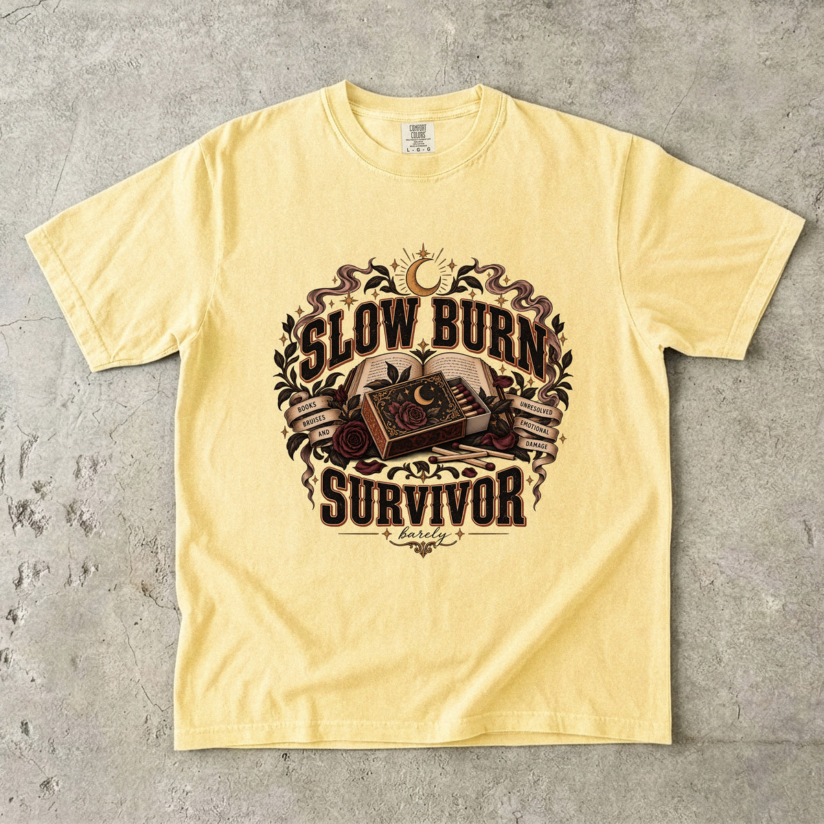 Slow Burn Survivor Shirt, Dark Romance Reader Tee, Funny Book Lover Gift, Romance Book Club Shirt, Gothic Bookish T Shirt