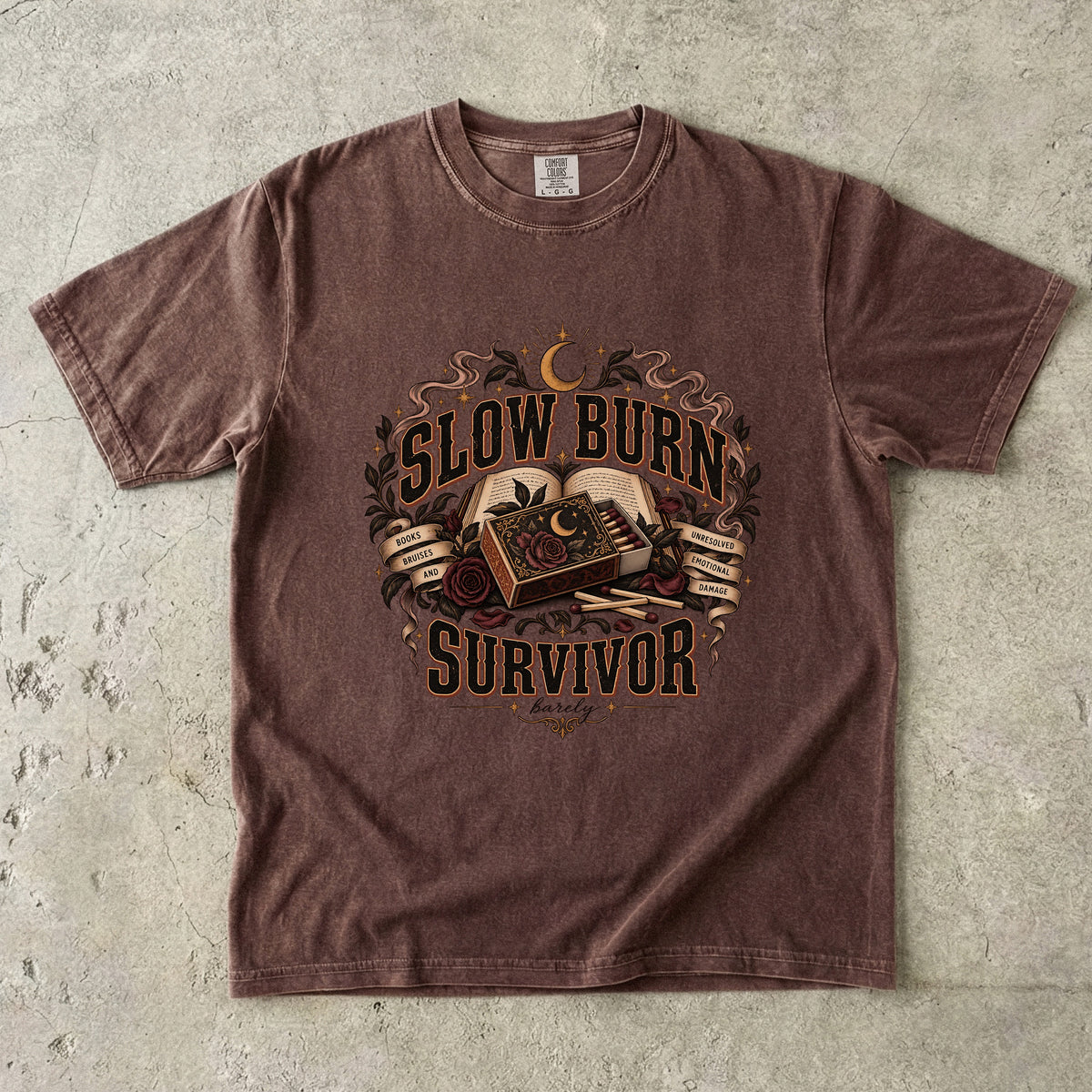 Slow Burn Survivor Shirt, Dark Romance Reader Tee, Funny Book Lover Gift, Romance Book Club Shirt, Gothic Bookish T Shirt