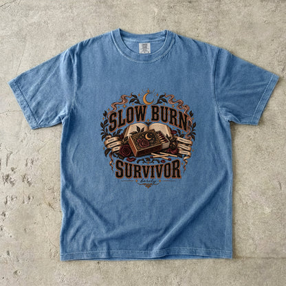 Slow Burn Survivor Shirt, Dark Romance Reader Tee, Funny Book Lover Gift, Romance Book Club Shirt, Gothic Bookish T Shirt