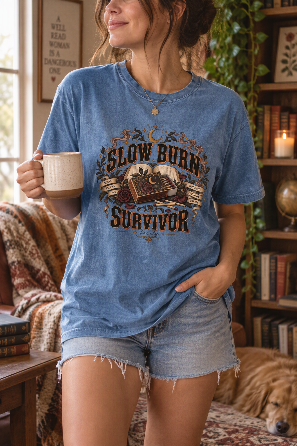 Slow Burn Survivor Shirt, Dark Romance Reader Tee, Funny Book Lover Gift, Romance Book Club Shirt, Gothic Bookish T Shirt
