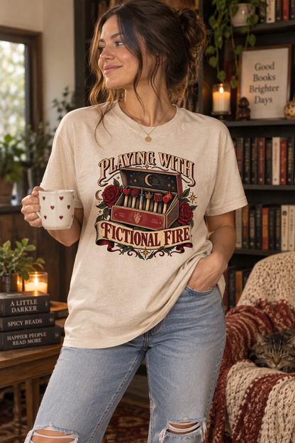 Playing With Fictional Fire Shirt, Dark Romance Reader Tee, Book Lover Gift, BookTok Shirt, Romance Book Club T Shirt