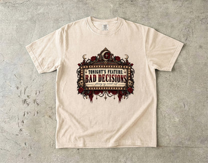 Tonight’s Feature Bad Decisions Shirt, Dark Romance Reader Tee, Funny Book Lover Gift, Morally Gray Book Boyfriend Shirt