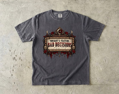Tonight’s Feature Bad Decisions Shirt, Dark Romance Reader Tee, Funny Book Lover Gift, Morally Gray Book Boyfriend Shirt