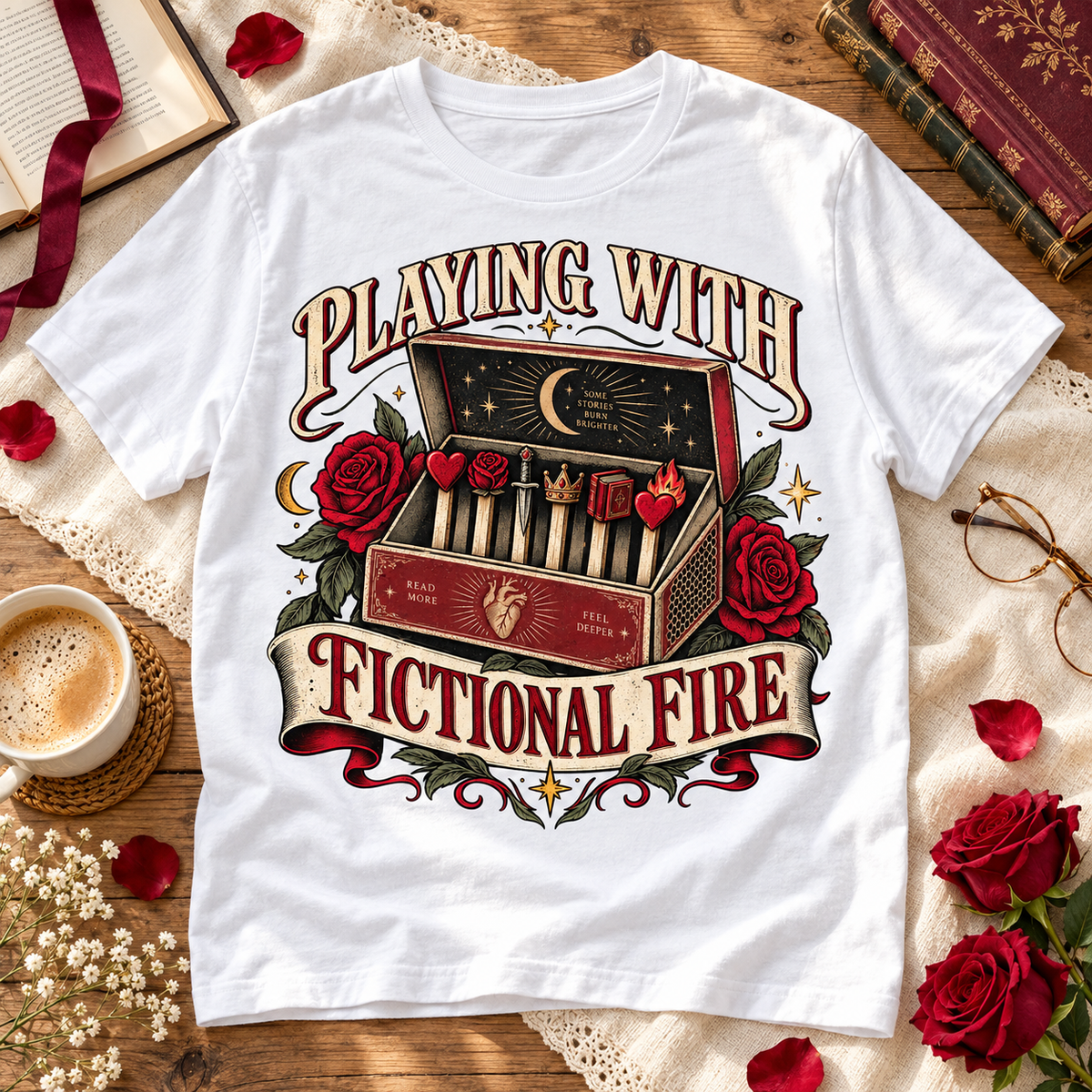 Playing With Fictional Fire Shirt, Dark Romance Reader Tee, Book Lover Gift, BookTok Shirt, Romance Book Club T Shirt
