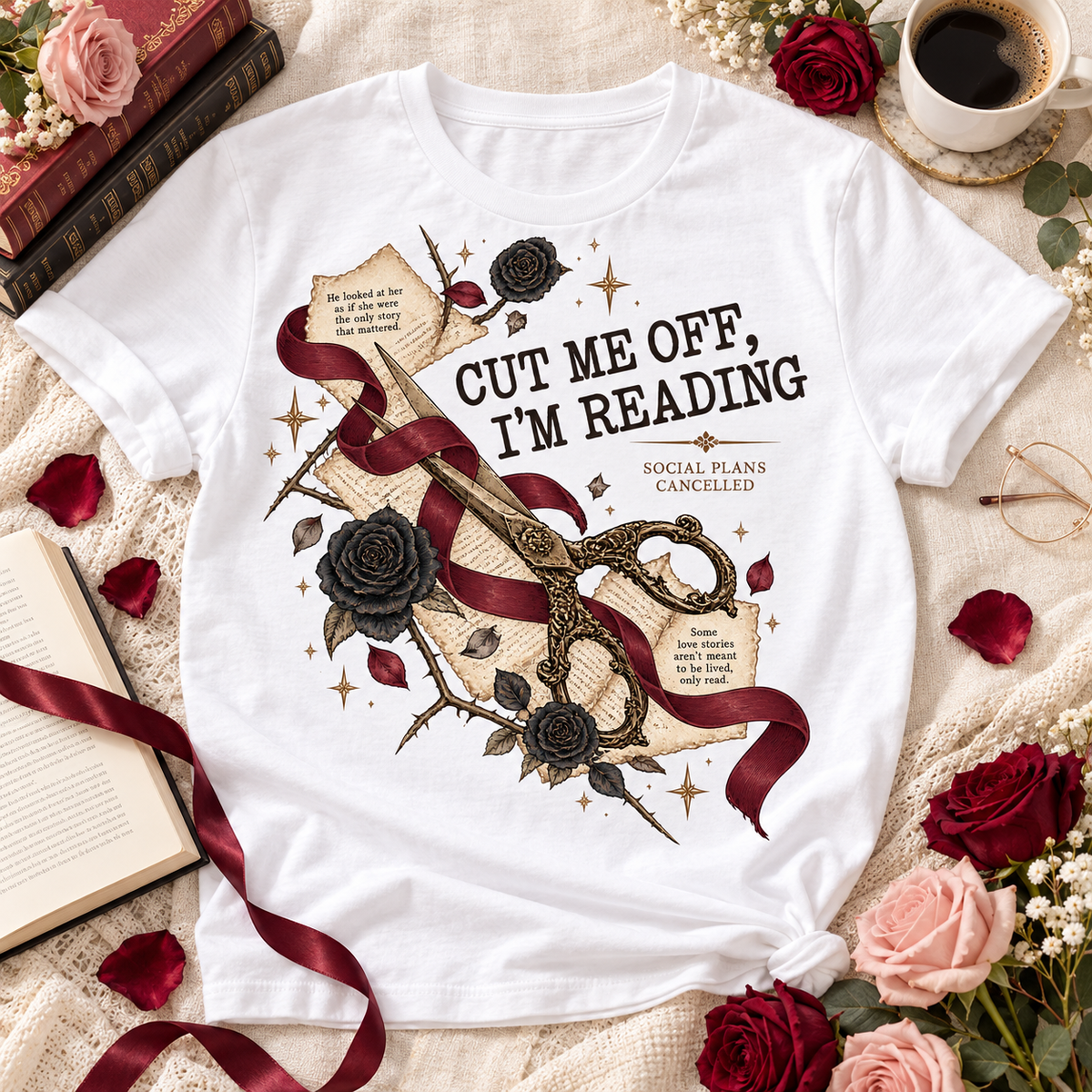 Cut Me Off I’m Reading Shirt, Dark Romance Reader Tee, Funny Book Lover Gift, Social Plans Cancelled Bookish T Shirt