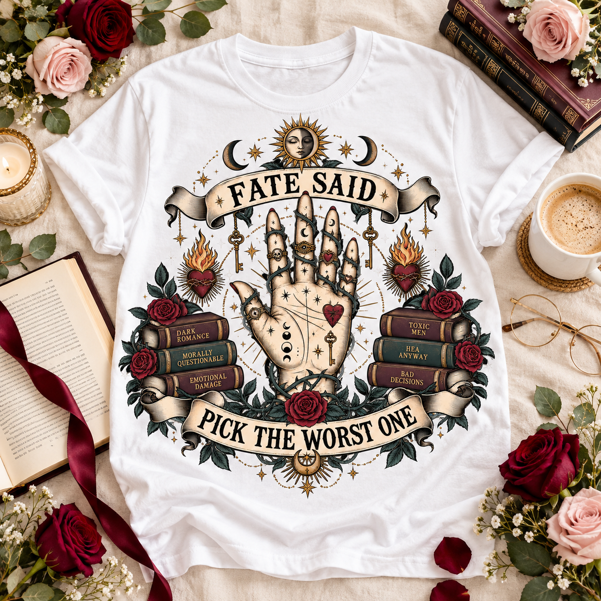 Fate Said Pick the Worst One Shirt, Dark Romance Reader Tee, Morally Gray Book Boyfriend Gift, Gothic Book Lover Shirt