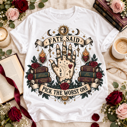 Fate Said Pick the Worst One Shirt, Dark Romance Reader Tee, Morally Gray Book Boyfriend Gift, Gothic Book Lover Shirt