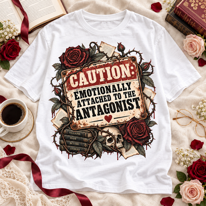 Emotionally Attached to the Antagonist Shirt, Dark Romance Book Lover Tee, Villain Era Reading Shirt, Bookish Gift for Romance Reader