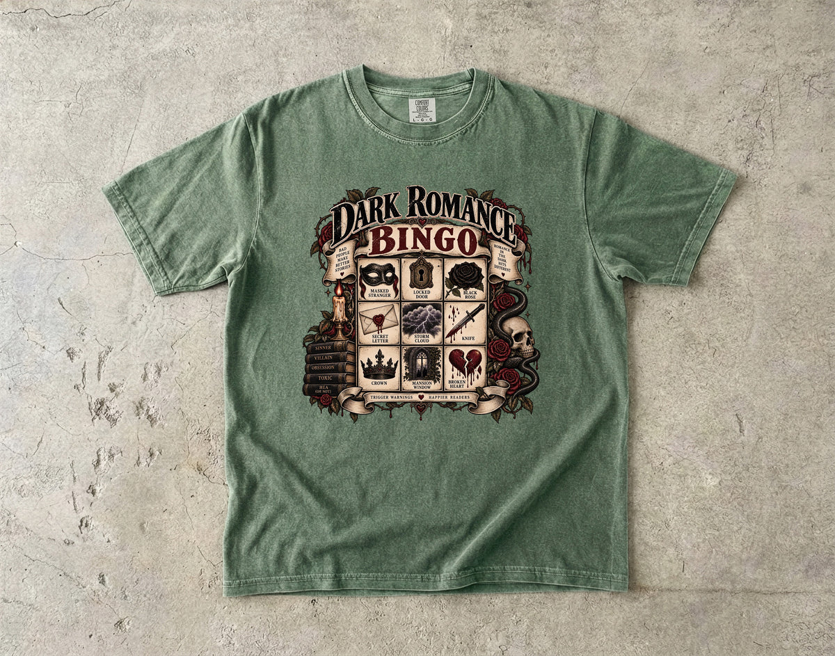 Dark Romance Bingo Shirt, Gothic Book Lover Tee, Morally Gray Romance Reader Gift, Book Club Shirt, Villain Lover T Shirt