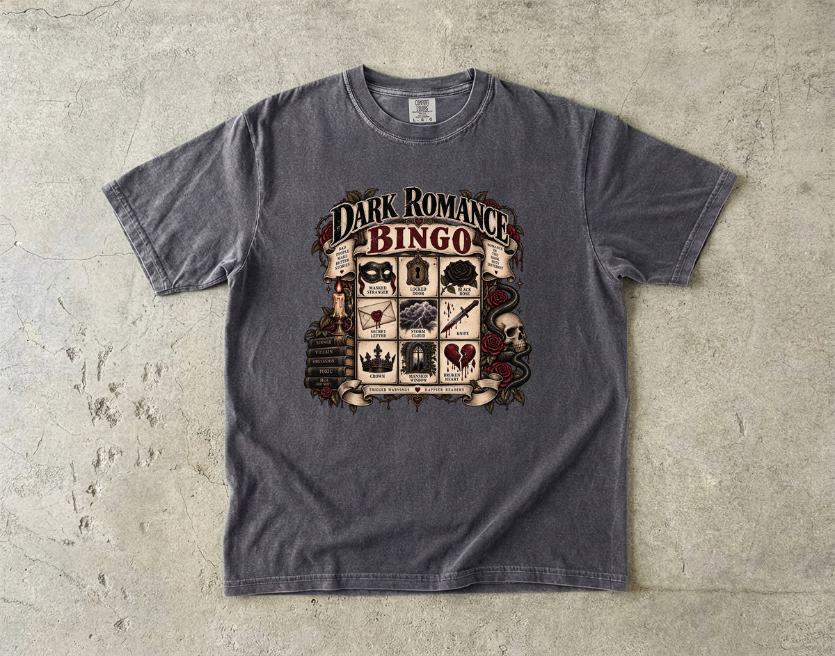 Dark Romance Bingo Shirt, Gothic Book Lover Tee, Morally Gray Romance Reader Gift, Book Club Shirt, Villain Lover T Shirt