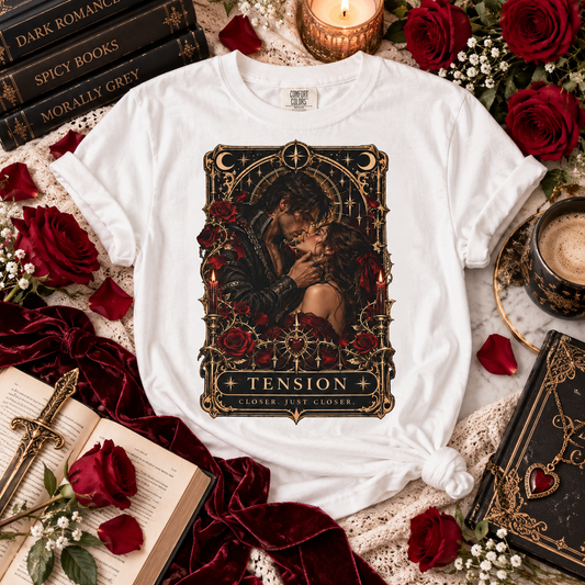 Tension Tarot Card Tee, Dark Romance Shirt, Slow Burn Romance Reader Shirt, Morally Gray Book Boyfriend Gift, Gothic Bookish T Shirt