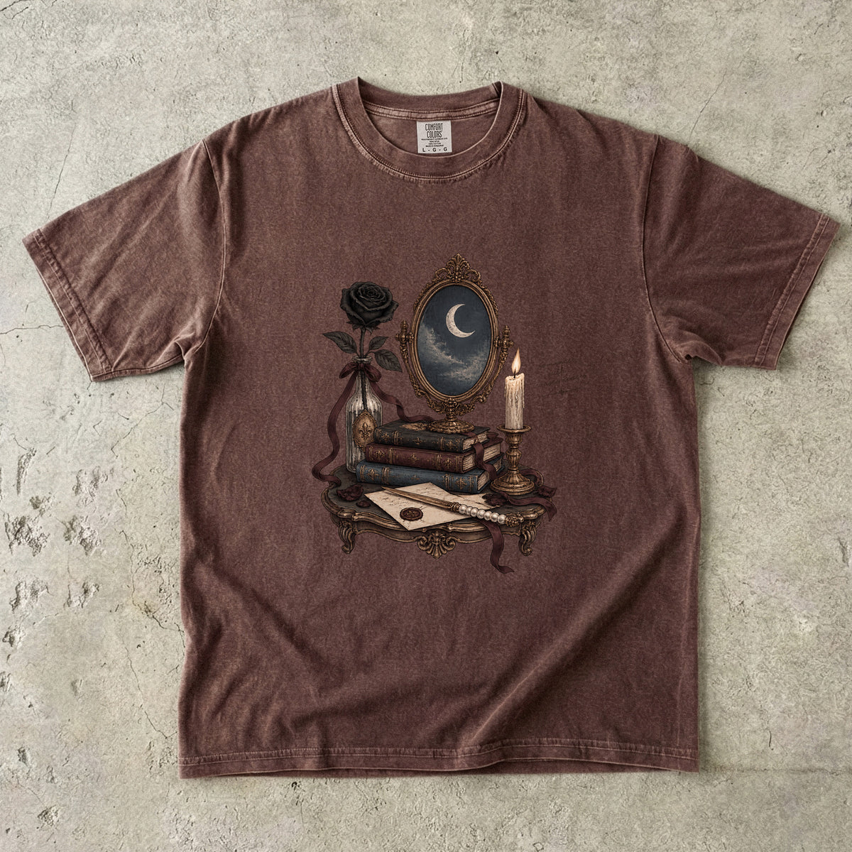 Romance With Consequences Shirt, Gothic Book Lover Tee, Moon Mirror Romance Reader Gift, Comfort Colors Bookish T Shirt