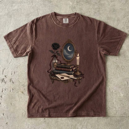 Romance With Consequences Shirt, Gothic Book Lover Tee, Moon Mirror Romance Reader Gift, Comfort Colors Bookish T Shirt