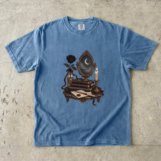 Romance With Consequences Shirt, Gothic Book Lover Tee, Moon Mirror Romance Reader Gift, Comfort Colors Bookish T Shirt