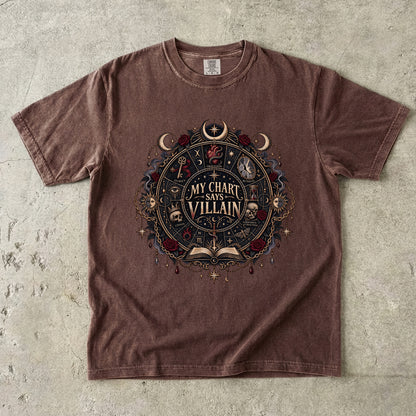 My Chart Says Villain Shirt, Dark Romance Reader Tee, Gothic Book Lover Gift, Comfort Colors Romantasy T Shirt