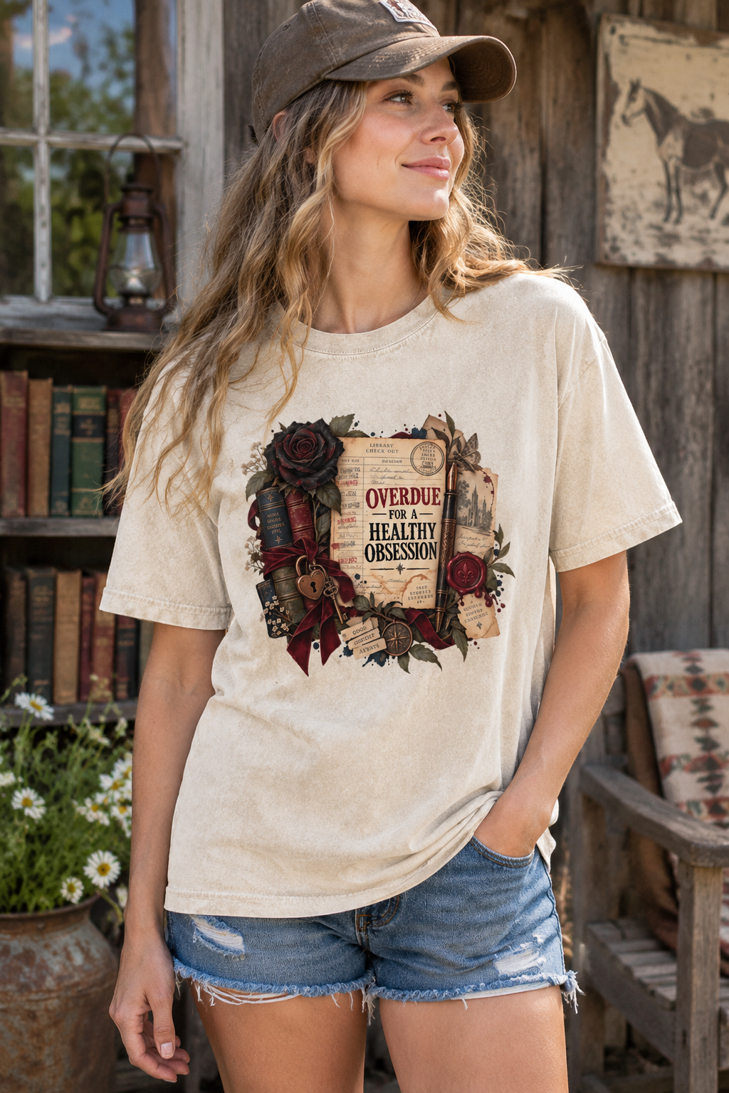 Overdue for a Healthy Obsession Shirt, Funny Book Lover Tee, Gothic Romance Reader Gift, Comfort Colors Bookish T Shirt