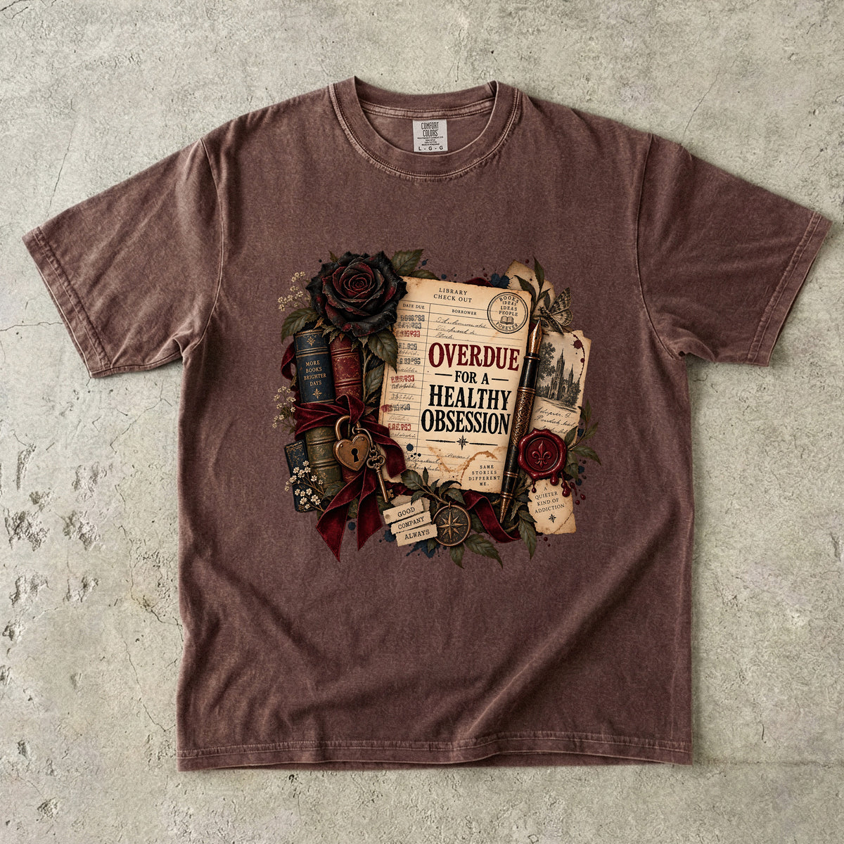 Overdue for a Healthy Obsession Shirt, Funny Book Lover Tee, Gothic Romance Reader Gift, Comfort Colors Bookish T Shirt