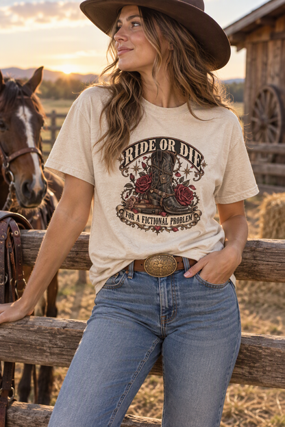 Ride or Die Book Lover Shirt, Western Romance Reader Tee, Cowboy Boot Comfort Colors Shirt, Fictional Man Bookish Gift