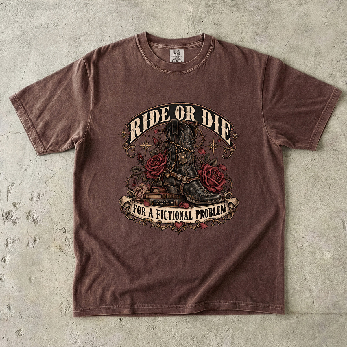 Ride or Die Book Lover Shirt, Western Romance Reader Tee, Cowboy Boot Comfort Colors Shirt, Fictional Man Bookish Gift