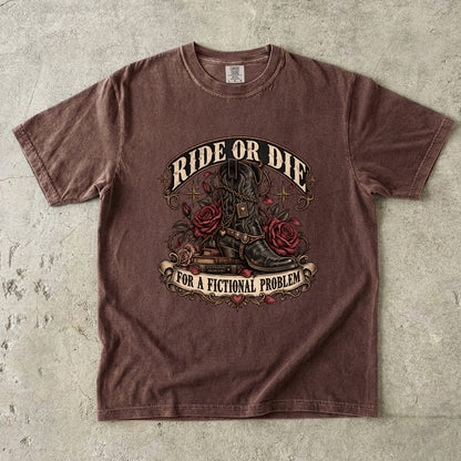 Ride or Die Book Lover Shirt, Western Romance Reader Tee, Cowboy Boot Comfort Colors Shirt, Fictional Man Bookish Gift