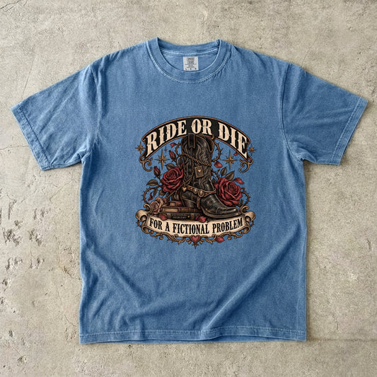 Ride or Die Book Lover Shirt, Western Romance Reader Tee, Cowboy Boot Comfort Colors Shirt, Fictional Man Bookish Gift