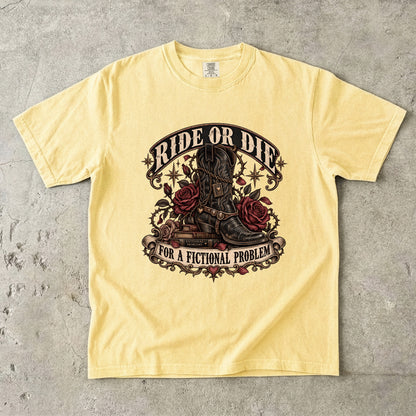 Ride or Die Book Lover Shirt, Western Romance Reader Tee, Cowboy Boot Comfort Colors Shirt, Fictional Man Bookish Gift