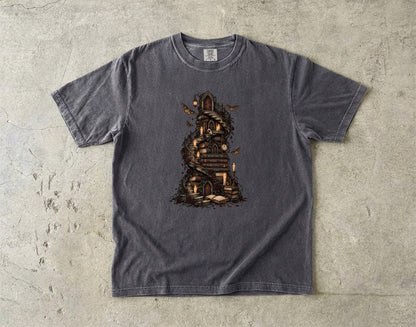 Gothic Library Shirt, Fantasy Book Lover Tee, Whimsical Book Tower Comfort Colors Shirt, Dark Academia Reader Gift