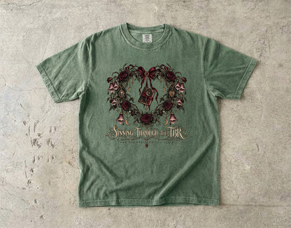 Swinging Through the TBR Shirt, Funny Book Lover Tee, Romance Reader Gift, Gothic Floral Comfort Colors T Shirt